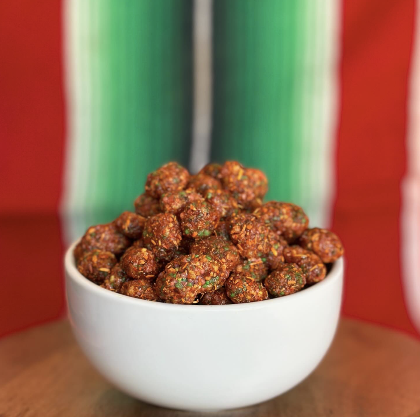 Colorful nerd clusters with a tangy and spicy chili coating